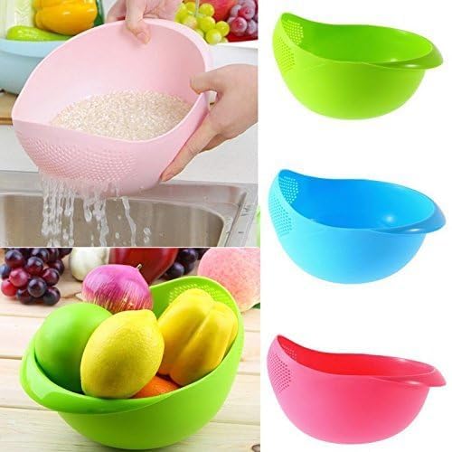 Giftock Rice Bowl Pulses, Fruits, Vegetable, Noodles, Pasta, Washing Bowl & Strainer (multi color, 1pc)