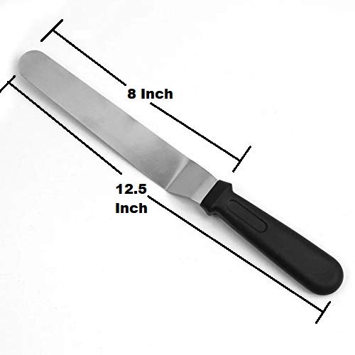 Giftock 8" (12.5" with Handle) Angular Stainless Steel Cake Palette Knife Steel Icing Spatula Tools and Cake Decorating Tools Cream Icing Frosting Spatula Pastry Cake Decoration Tool -1 Pcs