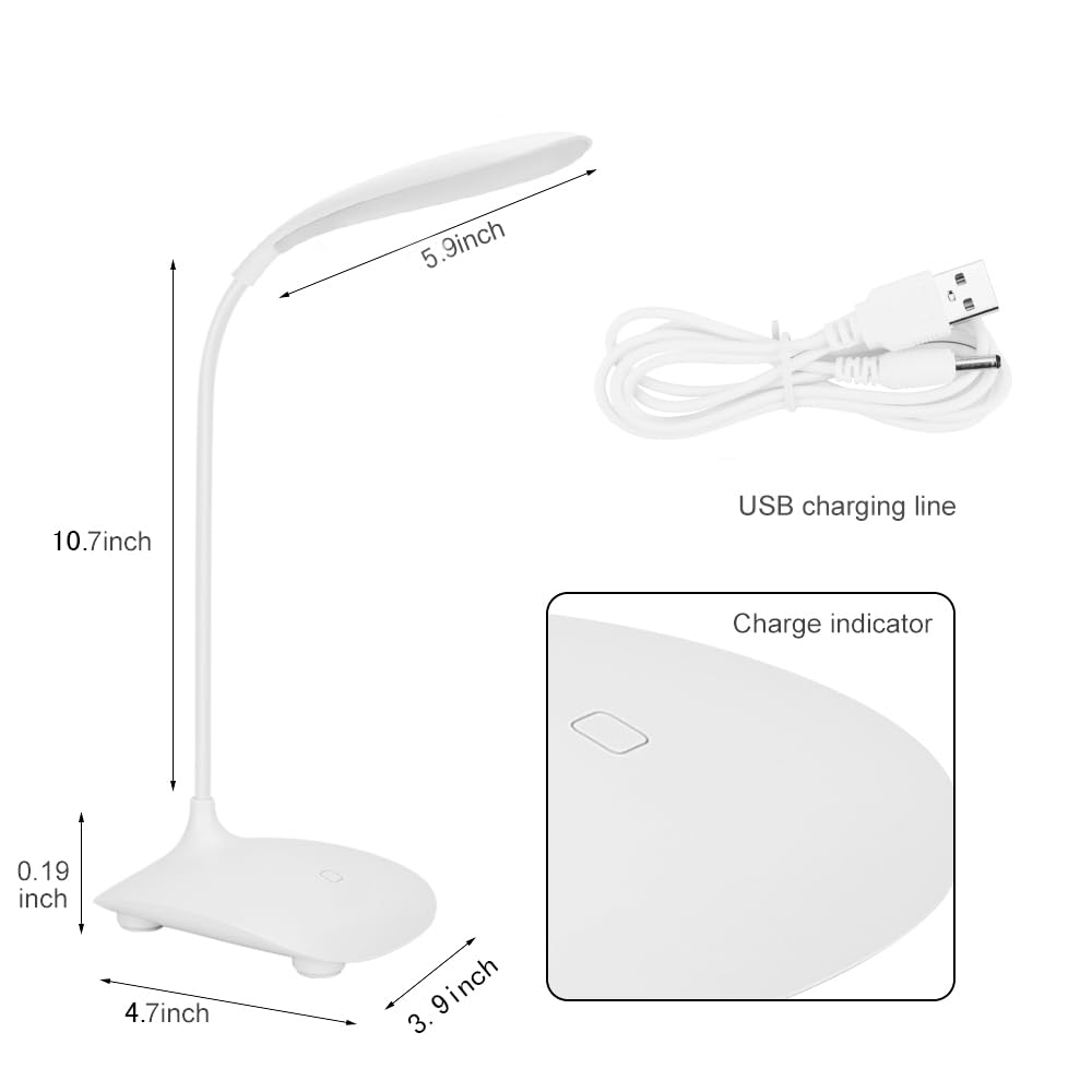 Giftock Desk Lamp Portable Touch Switch Folding and Dimmable Led Table Lamp with USB Cable