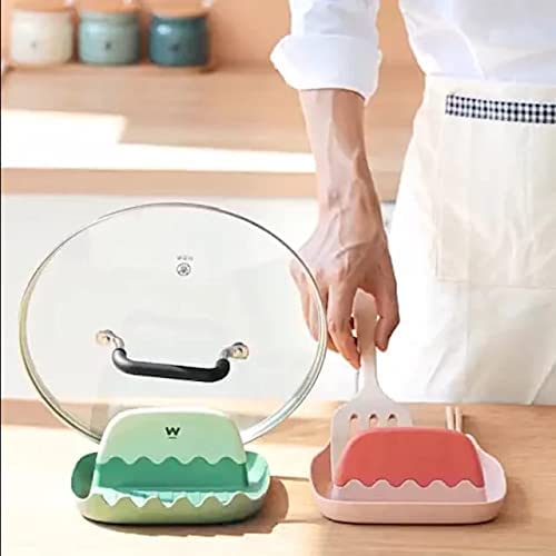 Giftock 5 Slots Multifunction Kitchen Cooking Utensil Plastic Stand Holder Heat Resistant Cooking Spatula Holder Tray Kitchen Gadgets Pan Cover Lid Rack (Multicolor)