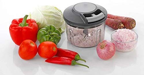 Giftock Plastic Manual Hand Pull Vegetable Chopper Blender with Large Capacity (Black, 650ml)