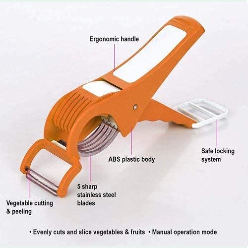 Giftock Multipurpose Slicer Cutter-Dual Stainless Steel Cutting Blades Spiral Slicer for Zucchini Spaghetti Noodles- Veg. Salad Maker Slicer for Kitchen (Watermelon Slicer)