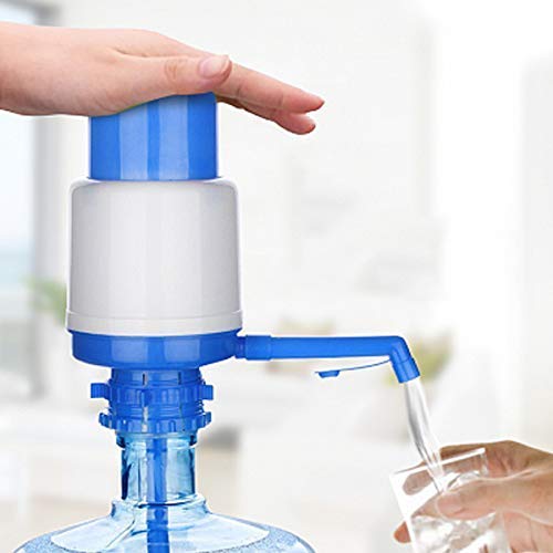 Giftock Plastic Aqua Drinking Manual Hand Press Water Dispenser Pump for Bisleri Barrel Mineral Bottle Jerry Cans Water Pump (20L -25L - White & Blue)