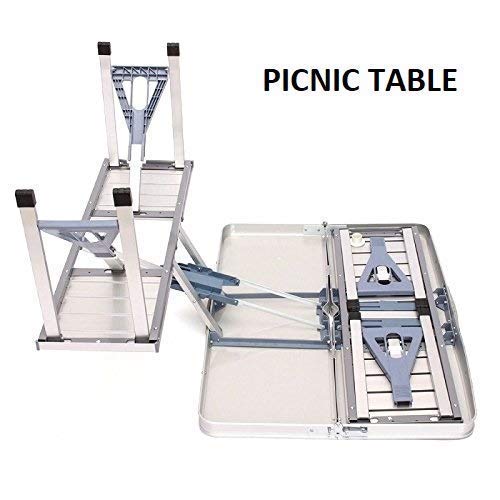 Giftock Heavy Duty Aluminium Portable Folding Picnic Table and Chairs Set with Umbrella (Multicolor)