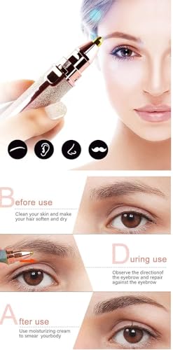 Giftock Eyebrow Hair Removal USB Rechargeble Pain Less Flawless Machine for Women & Men - Face, Chin, Cheek, Eyebrow, Upper Lip Hair Remover for Women - Lipstick Shaped (Eyebrow Trimmer)