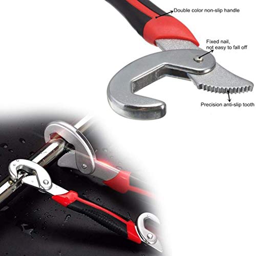Giftock Snap 'n Grip C Shaped Bmesng1 Auto Adjustable Universal Wrench (Black and Red) -Pack of 2