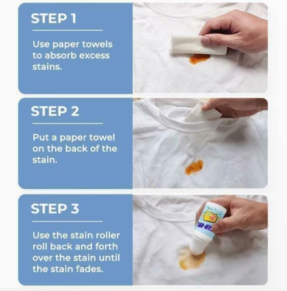 Giftock Stain Remover For Clothes | Multi-Purpose Roll Bead Fabric Clothes Stain Remover Pan | Instant Stain Remover For Cotton, Linen, Polyester, Blended Fabric, Denim, Down Jacket Etc., Gel
