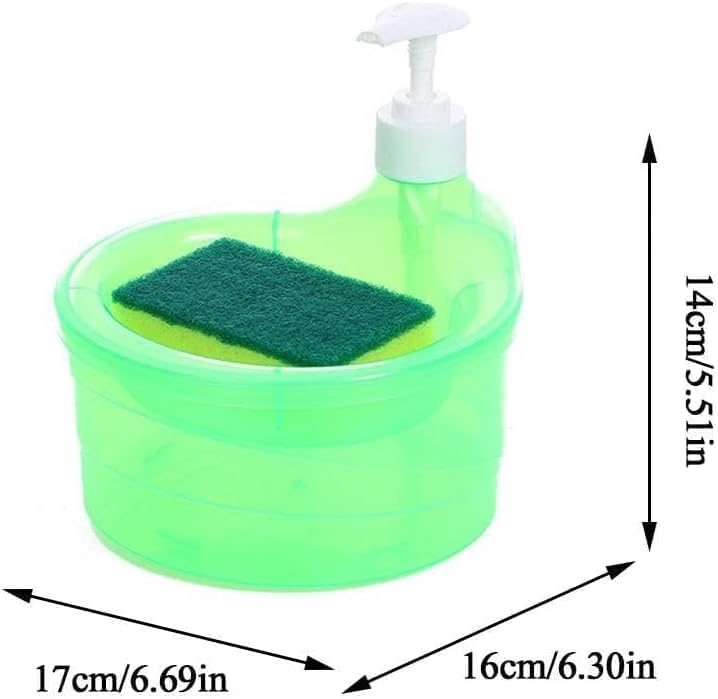 Giftock 2 in 1 Soap Pump Dispenser for Dishwasher Liquid Soap Sponge Holder Free Sponge