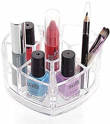 Giftock Heart shape acrylic cosmetic stand | Brush Storage box Organizer | Acrylic Heart Shape Lipstick Holder | Acrylic Heart Shape cosmetic Organizer