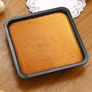 Giftock 8 inch Square Black Non-Stick Cake Pans Carbon Steel Bread Baking Pan Tray for Microwave Oven Cookie Cake Moulds, 1Pc (Square pan)