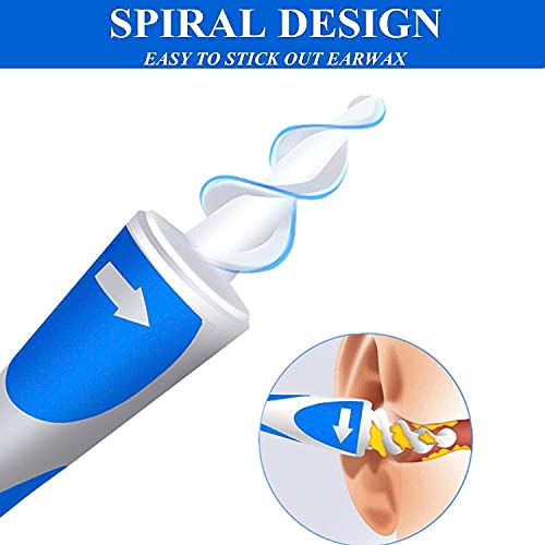 Giftock ABS and Silicone Smart Soft Spiral Swab Easy Earwax Removal Ear Cleaner (White) (b) (BLUE)