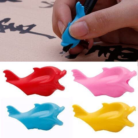Giftock Silicone Dolphin Fish Pencil/Pen Grip Posture Correction Training Writing Aids for Kids Student pack of 4