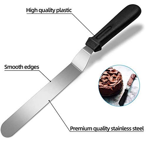 Giftock 8" (12.5" with Handle) Angular Stainless Steel Cake Palette Knife Steel Icing Spatula Tools and Cake Decorating Tools Cream Icing Frosting Spatula Pastry Cake Decoration Tool -1 Pcs