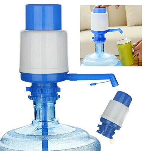 Giftock Plastic Aqua Drinking Manual Hand Press Water Dispenser Pump for Bisleri Barrel Mineral Bottle Jerry Cans Water Pump (20L -25L - White & Blue)