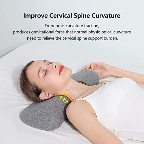 Giftock Cervical Neck Pillow for Sleeping, Memory Foam Neck Roll Pillow for Stiff Neck Pain Relief, Neck Support Pillow Bolster Pillow for Bed Side Sleepers(Dark Gray)