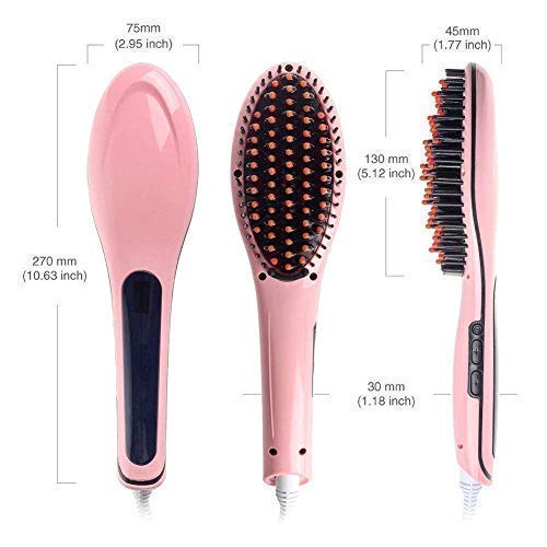 Giftock Hair Electric Comb Brush 3 in 1 Ceramic Fast Hair Straightener For Women's Hair Straightening Brush with LCD Screen, Temperature Control Display,Hair Straightener For Women (PINK Fast Hair Straightener Brush)