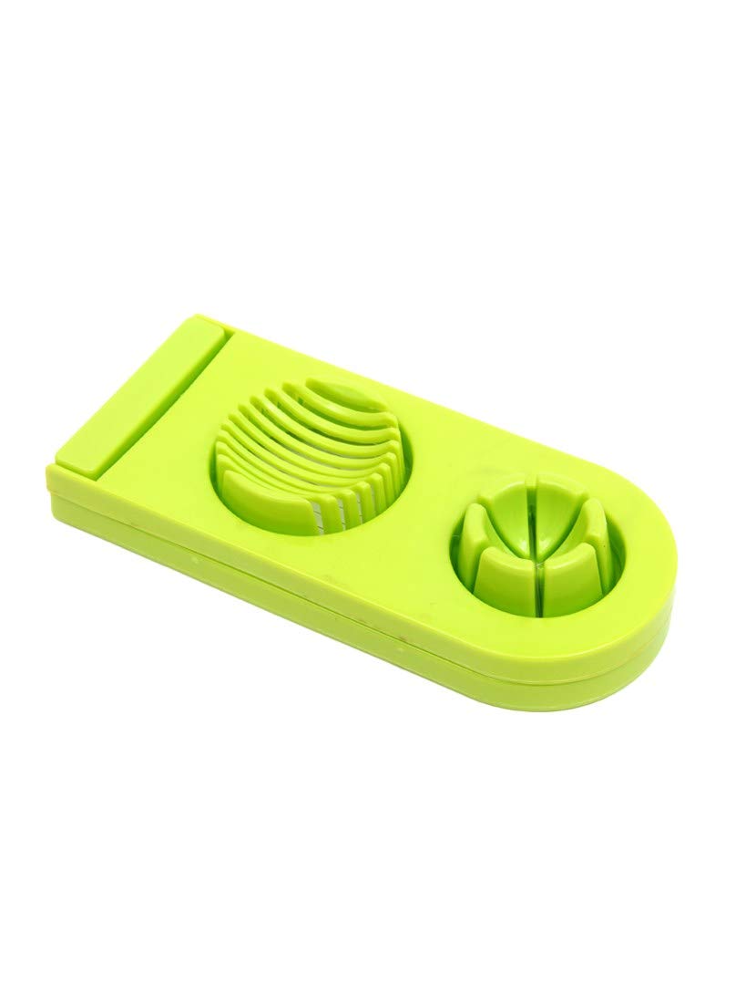 Giftock Egg Slicer 2 in 1 Boiled Egg Cutter with Stainless Steel Cutting Wire, Kitchen Cooking Tool (Pack of 1, Multi Color)