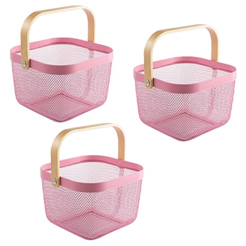 Giftock Metal Wire Basket With Handle|Storage Basket Fot Fruits, Books|Mesh Open Storage Bin|Storage Organizer