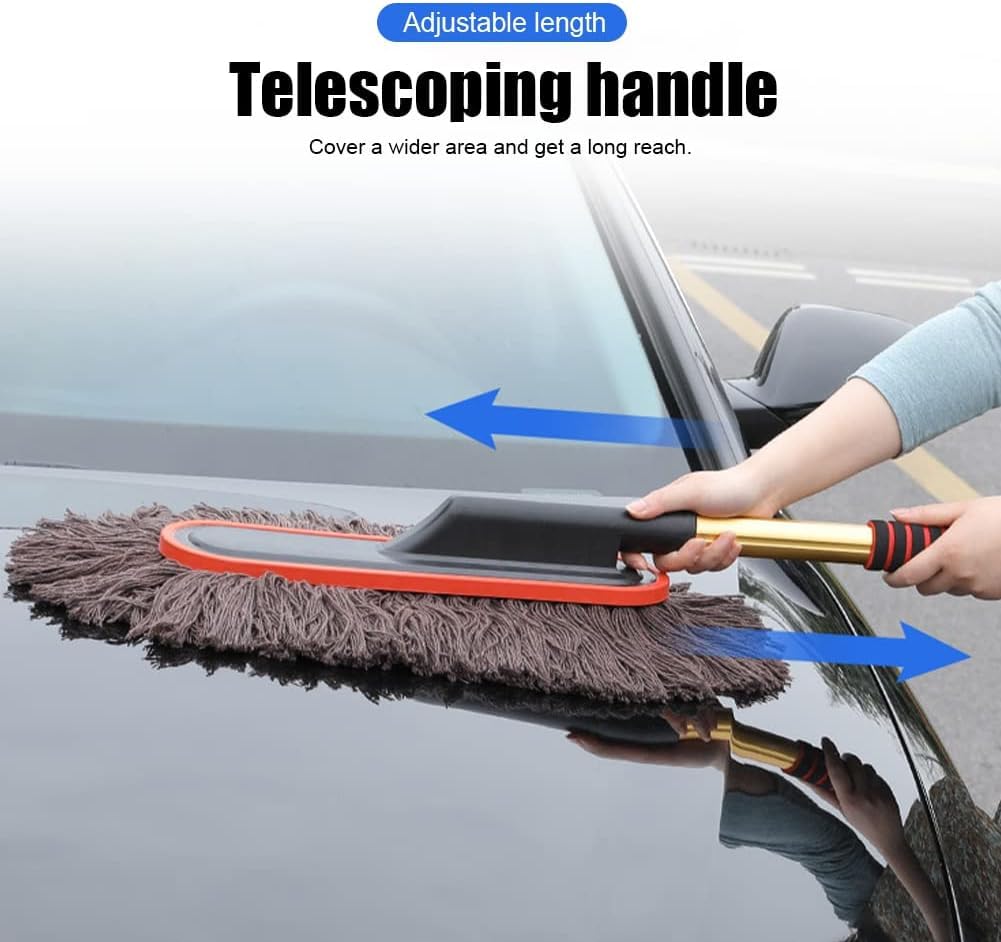 Car Duster with Telescopic Handle Car Cleaning Tool Super Soft Cotton Wire Cleaning Brush for Dusting Cars Home (Multi)