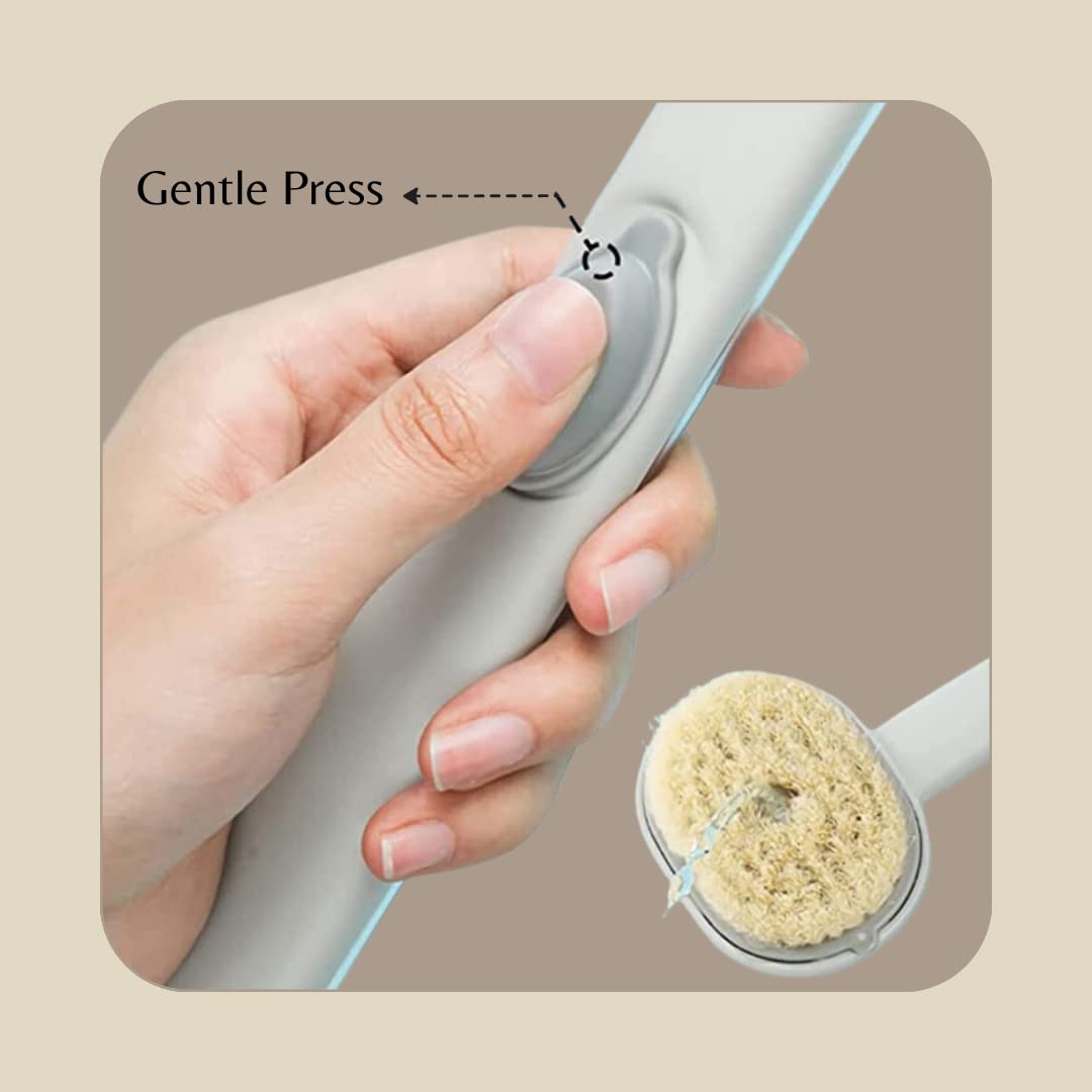 Giftock Soap Dispenser Bath Brush - Built-in Soap Dispenser for Easy and Effortless Bathing, Comfortable Handle and Soft Bristles for Gentle Cleansing