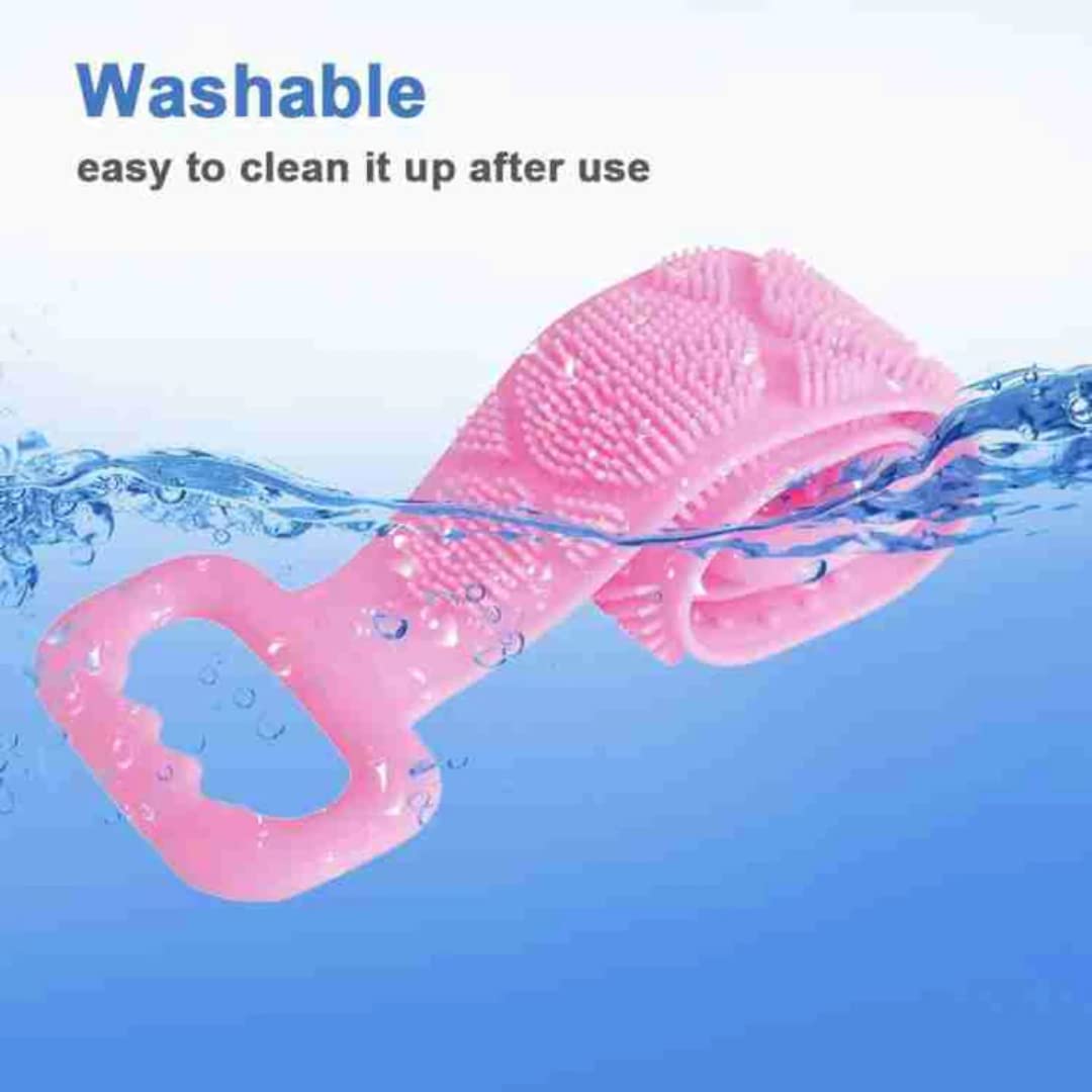 Giftock Silicone Body Back Scrubber, Double Side Bathing Brush for Skin Deep Cleaning Massage, Dead Skin Removal Exfoliating Belt for Shower, Easy to Clean,Body Brush for Bathing