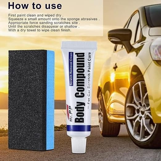 Giftock Car Body Scratch Remover and Repair Polishing Wax Kit with Sponge Cream Wax Body Compound Scratch Remover For Car and Bike Perfect Box with Grey Patchwork (Car Scratch Remover)
