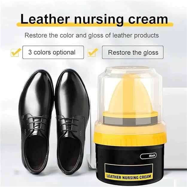 Giftock Premium Leather Repair and Shoe Polish Liquid | Black Color Liquid Shoe Shine Natural Cream | Leather Nourishment and Conditioner Leather Liquid Cream with Sponge Applicator for Shoes Bags Sofa