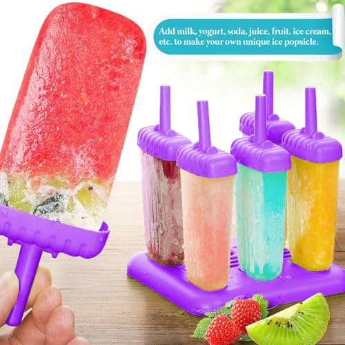 Giftock Ice Candy Moulds for Freezer Ice Pop Makers Plastic Reusable Kulfi Mould Set for Children and Adults- 100% Food Grade (Design -1)
