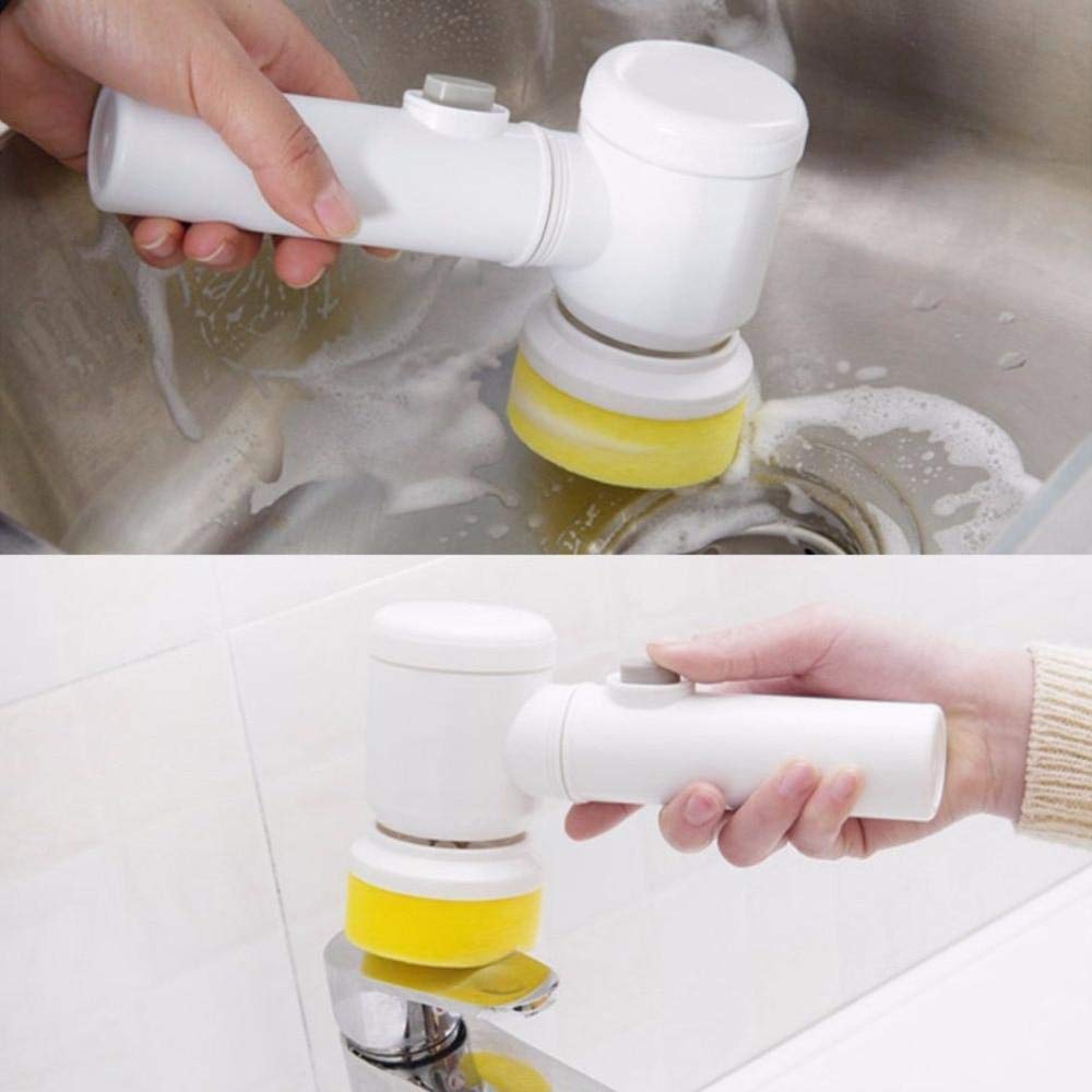 Giftock Kitchen, Bathroom, Shower Tub, Carpet and Sink Cleaner Brush // Multi-Functional Electric Cleaning Brush 5 in 1 Magic Power Scrubber with 3 Brush Heads Household Cleaning Tools