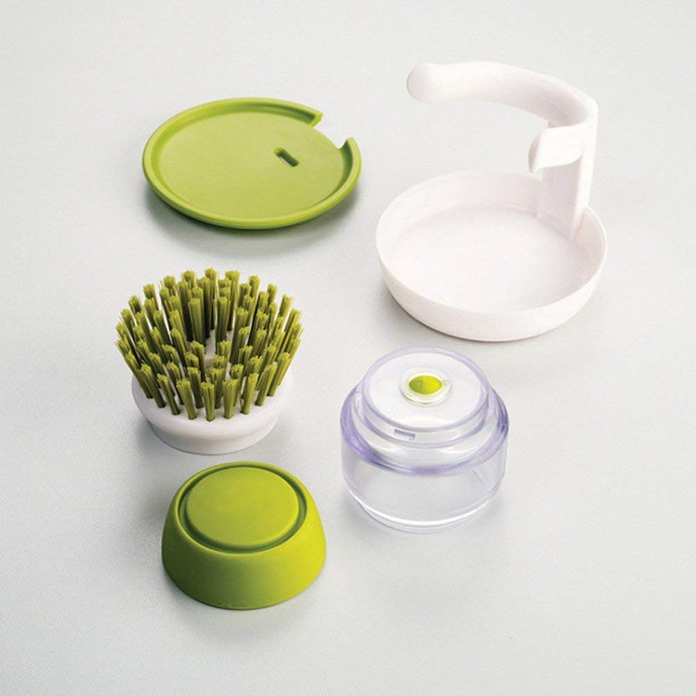 Giftock Tar Brush Dish Cleaning Brush with Liquid Dispensar Palm Dishes Pot, pan, Sink scrubbing Household soap Dispenser for Tool Dispensing wash Kitchen Utensils Scrubber Multipurpose in Home