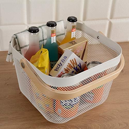 Giftock Metal Wire Basket With Handle|Storage Basket Fot Fruits, Books|Mesh Open Storage Bin|Storage Organizer