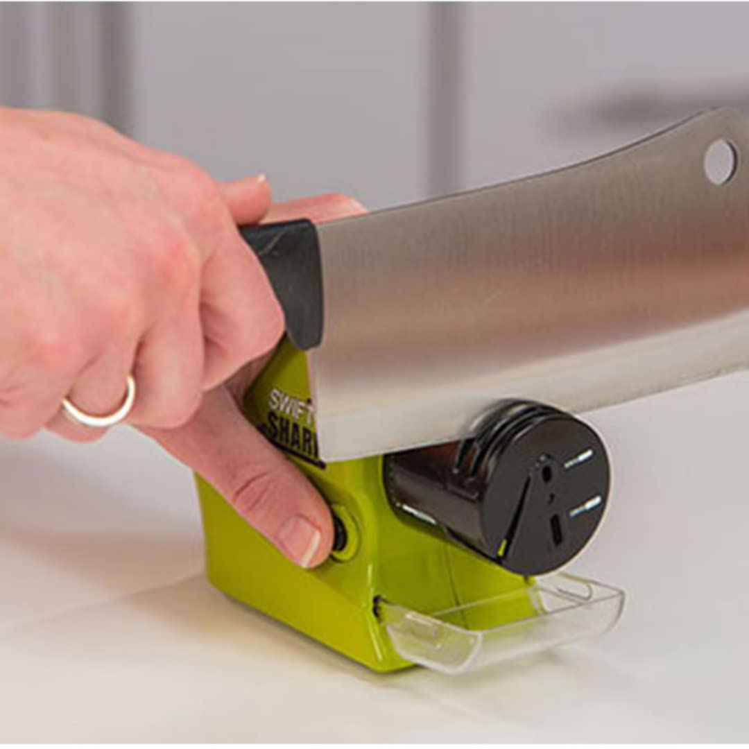Giftock Electric Knife sharpner Motorized Sharpening Swifty Knives Power Sharpener Precision Scissors Sharp Tool Home Kitchen Electric Grind Machine Electric Knife Sharpener Cordless (Mutli use)(Green)