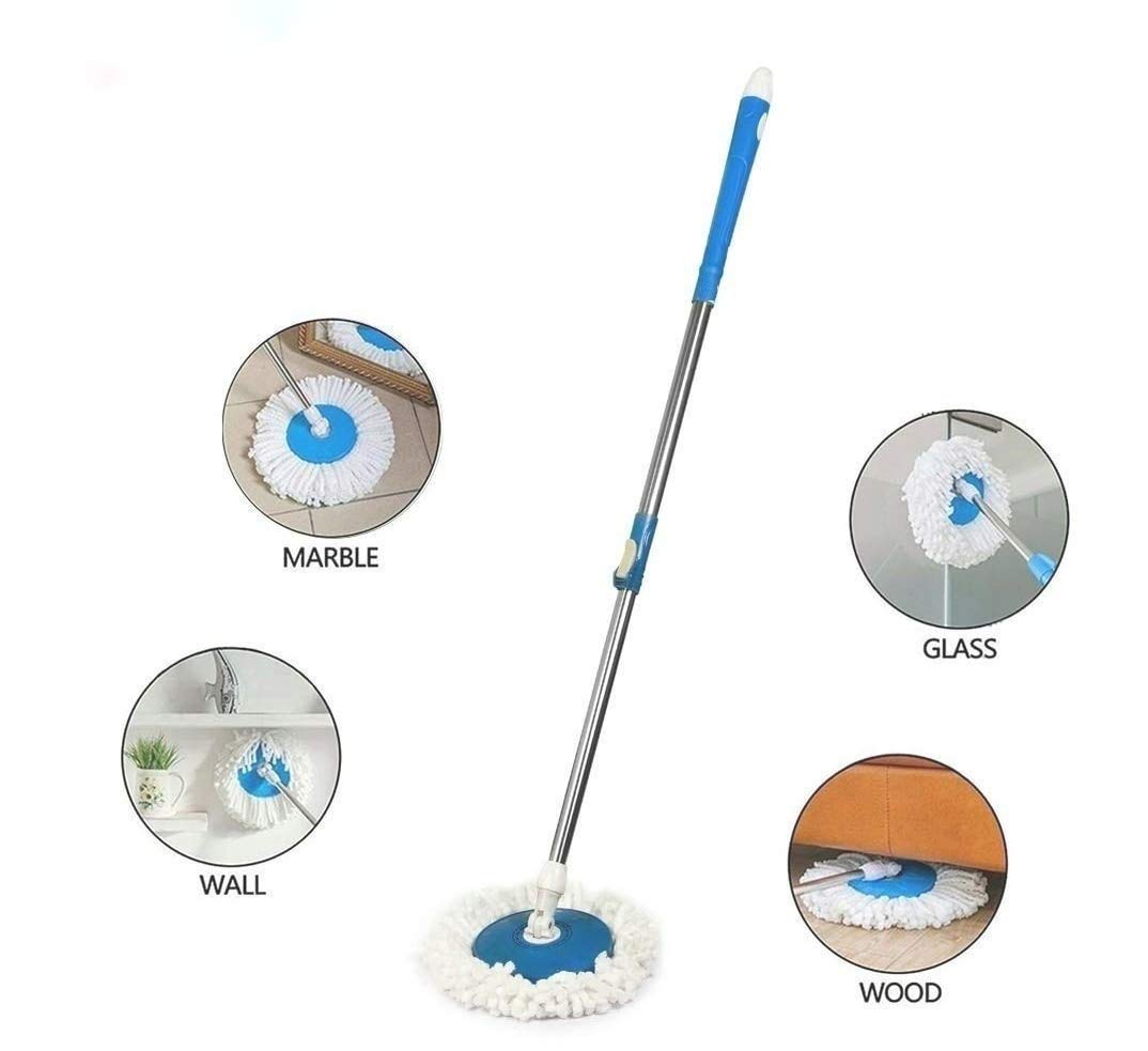 Giftock Spin Mop Broom Handle Stick with Microfiber Head Refill Stainless Steel Pole for 360? Floor Cleaning (multi)