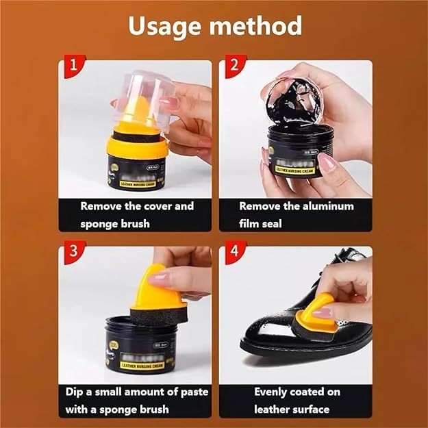 Giftock Premium Leather Repair and Shoe Polish Liquid | Black Color Liquid Shoe Shine Natural Cream | Leather Nourishment and Conditioner Leather Liquid Cream with Sponge Applicator for Shoes Bags Sofa