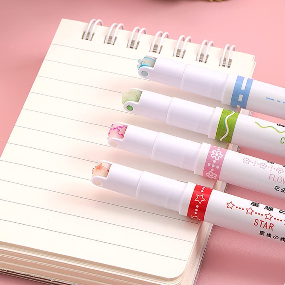 Giftock Designer Highlighter Pens Set, Line Markers Colors Pen For Adults & Kids Writing Drawing School Supplies, 6 in 1 Drawing Liner Marker Is 6 Different Curve Shapes