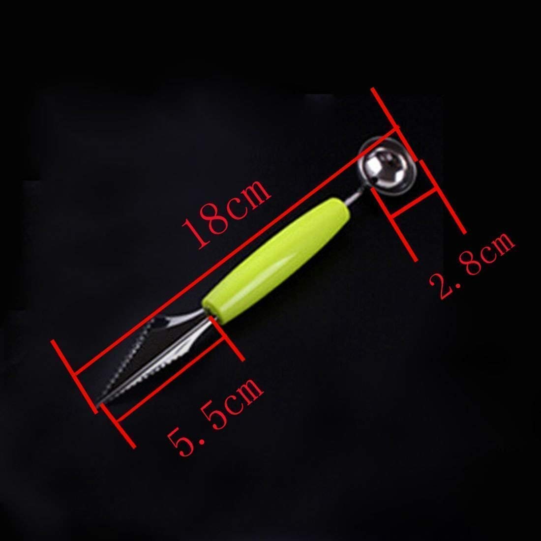 Giftock 2 in 1 Melon Ball Maker and Stainless Steel Multi Functional Dig Scoop with Carving Knife for DIY Fruit Salads and Desserts Cake Ice Cream Scoopar