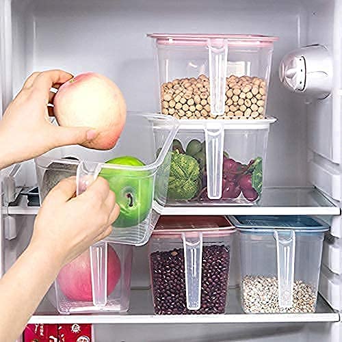Giftock Multipurposes Fridge storage containers & jar Set Plastic Refrigerator Box with Handles and Unbreakable kitchen storage Vegetable, Food, Fruits Basket - 1000 ml (Pack of 6, Blue)