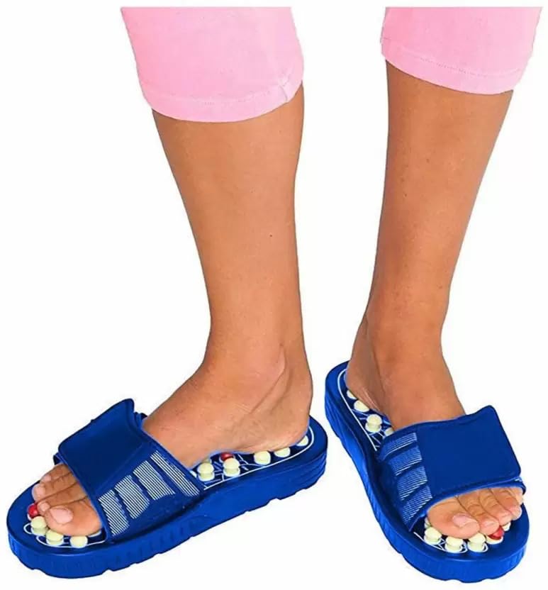 Giftock Spring Acupressure Magnetic Therapy Sandals |Yoga Paduka Acupressure Foot Relaxer| Foot Massager Slipper| Rotating Acupressure Foot Slippers for Men & Women (6 UK)