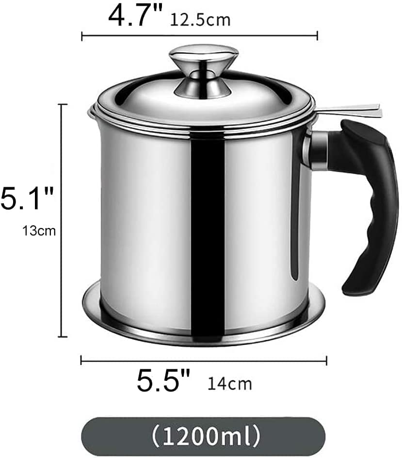 Giftock  Modular Kitchen Oil Filter Stainless Steel Household Oil Pot with Lid Cooking (Best Oil & Health Shaver) Oil Fat Separator for Filter Residue 1.5L