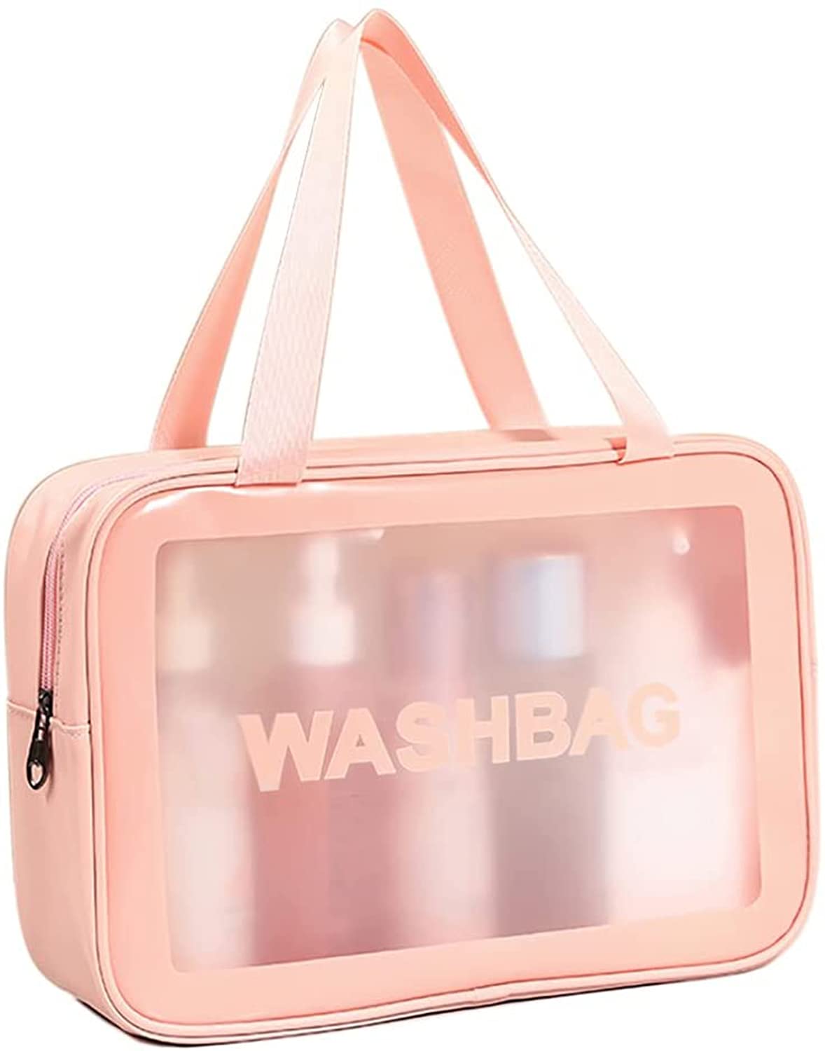 Giftock Clear Toiletry Bag, Wash Make Up Bag PVC Waterproof Zippered Cosmetic Bag, Portable Carry Pouch for Women Men (Set of 3 Bag Black)