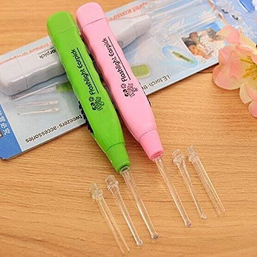 Giftock LED Flashlight Earpick for Ear wax remover and cleaner, Ear cleaning tools for kids and adults (Pack of-2, Multicolor)