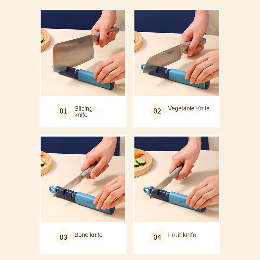 Giftock 2 in 1 Vegetable Peeler Knife Sharpener Serrated Peeler Stainless Steel Veggie Fruit Potato Peeler for Hard Skinned Carrot Potatoes Cucumber Kitchen (Blue)