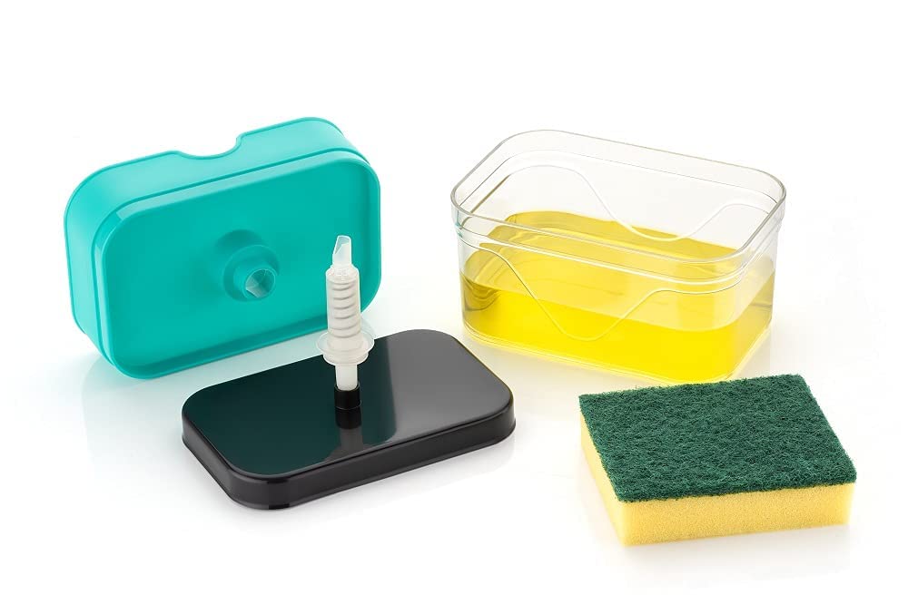 Giftock Tar Brush Dish Cleaning Brush with Liquid Dispensar Palm Dishes Pot, pan, Sink scrubbing Household soap Dispenser for Tool Dispensing wash Kitchen Utensils Scrubber Multipurpose in Home