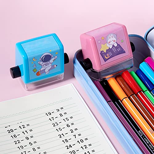 soputry Math Roller Stamp For Addition Subtraction Multiplication Division,Roller Number Teaching Practice Math Stamp Roller Digital Teaching Stamp,Math Practice Number Rolling Stamp(Multiply&Divide)
