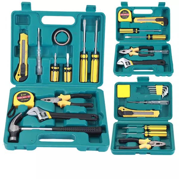 Giftock Home Tool Kit Set, Mechanic Car Motor Bike Repair Daily Maintenance, Household DIY Tool Box with Tools Included, Hammer Pliers Screwdrivers Basic Hand Tool Sets (12 PCS)