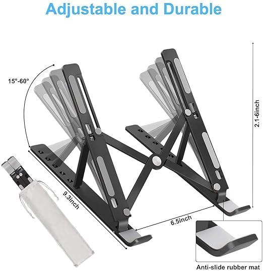 Giftock 6 Angle Foldable & Portable Laptop Riser Stand Made with Plastic | Compatible for Dell, Mac Book Air/Pro, Lenovo Acer Hp Asus & Other Laptop from 11.6 inch to 15.6 Inches