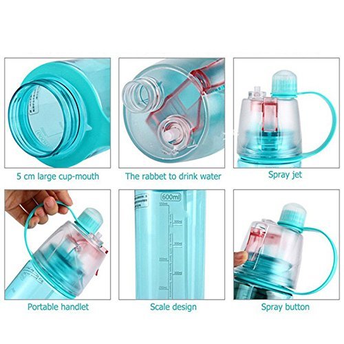 Giftock Polypropylene 2 In 1 Drink & Mist Water Bottle | Spray Water Bottle, 600 Ml (Assorted Color)