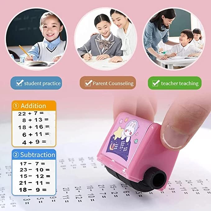 Giftock Smart Number Rolling Maths Stamps for Kids, Subtraction Maths Roller Stamp, Smart Math Roller 100 Learning Toy for Preschool, Stamp Art for Kids (Pack of 1- Multicolor) (Subtraction)