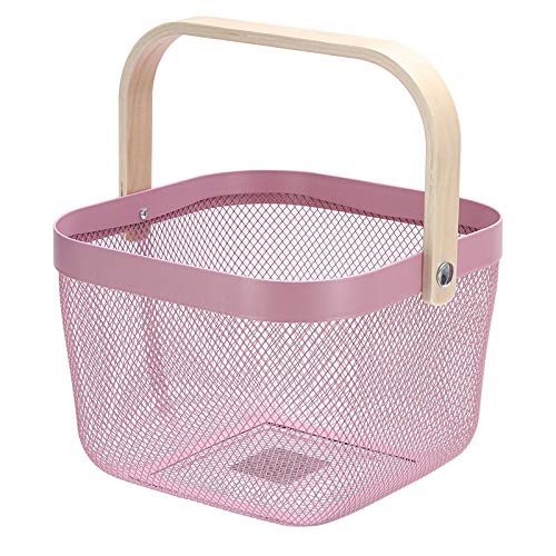 Giftock Metal Wire Basket With Handle|Storage Basket Fot Fruits, Books|Mesh Open Storage Bin|Storage Organizer