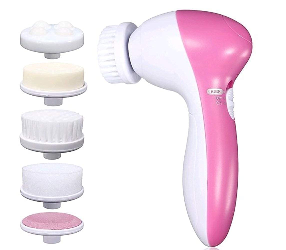 Giftock 5 in 1 Portable Electric Facial Cleaner Battery Powered Multifunction Massager, Face Massager, Beauty Massager, Facial Massager For Women (Multi Color)